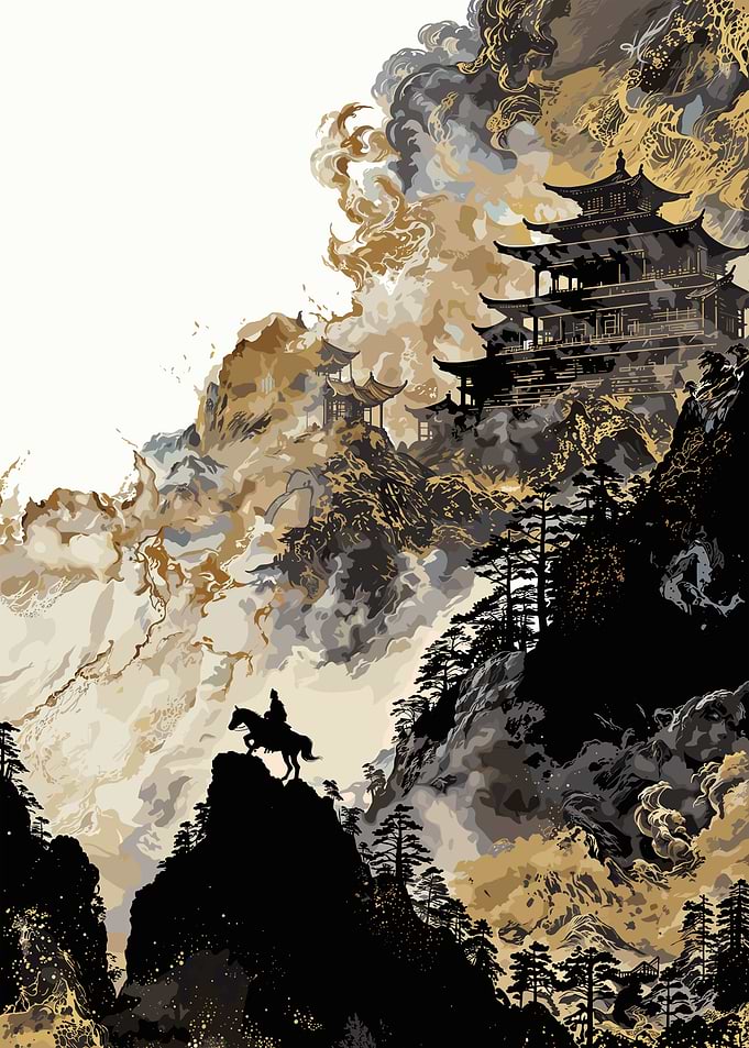 Asian Landscape with Horse Rider