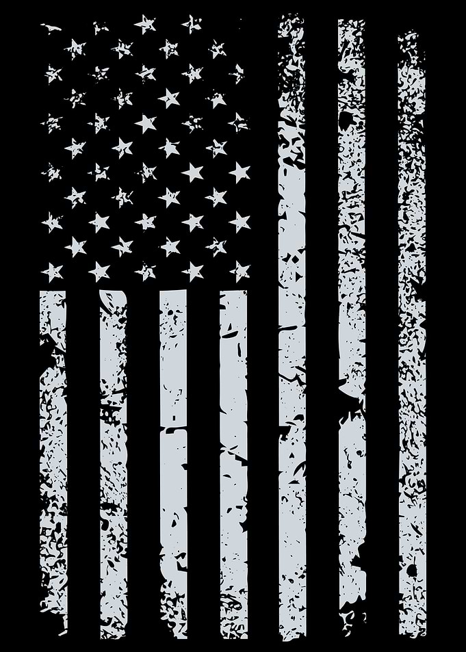 Distressed American Flag Black and White