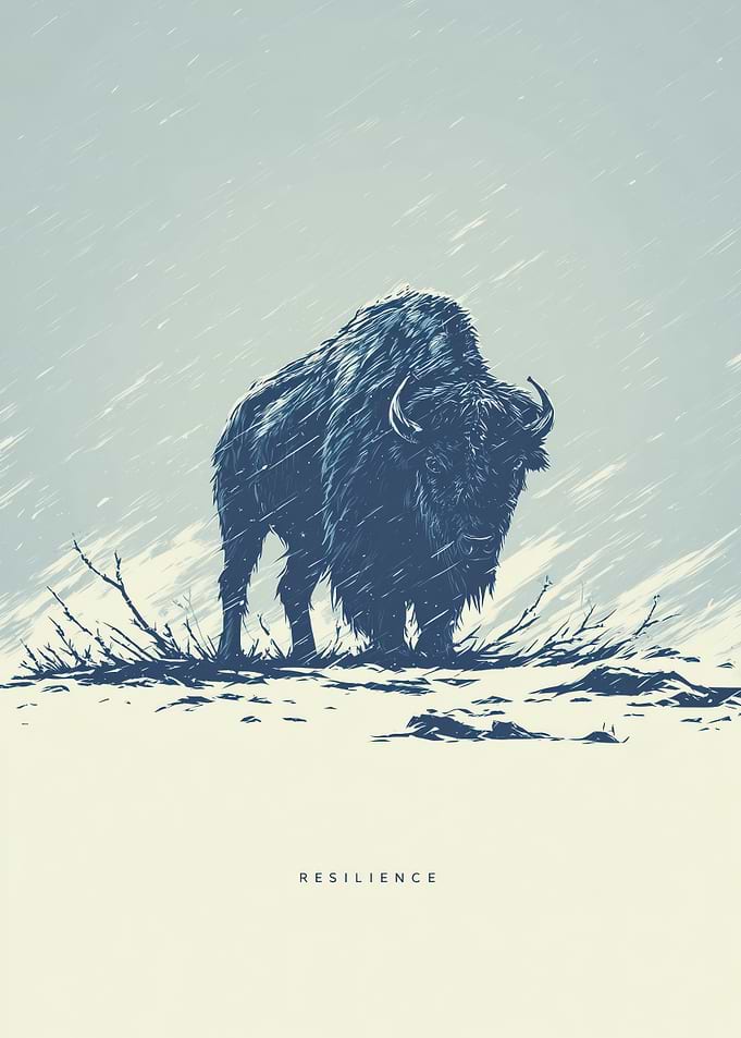 Bison in Snowstorm: Resilience