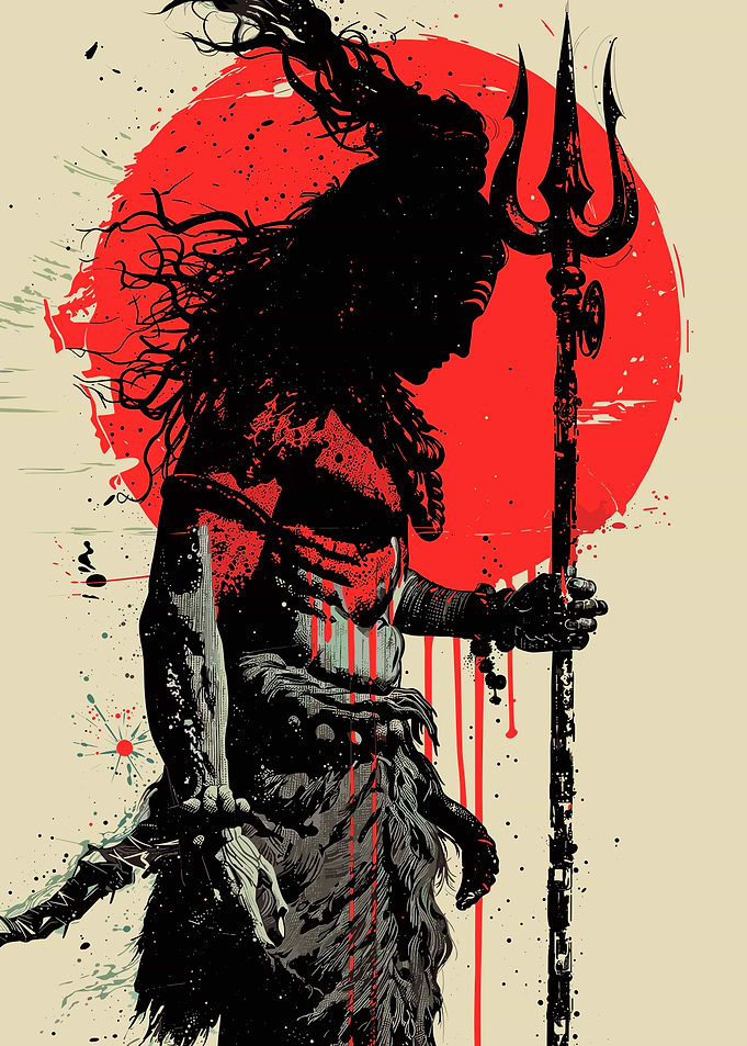 Lord Shiva Illustration with Trident