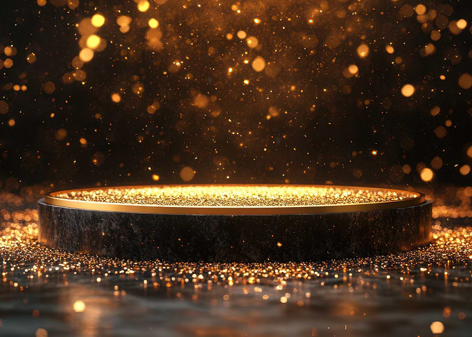 Golden Glittering Product Display Platform