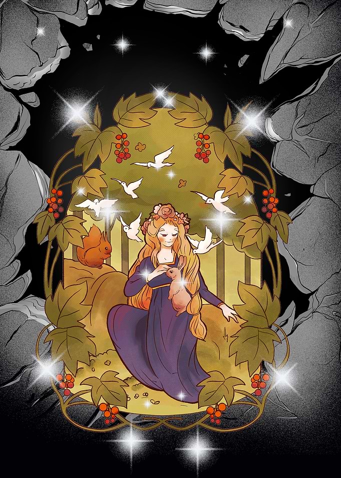 Forest Nymph with Animals