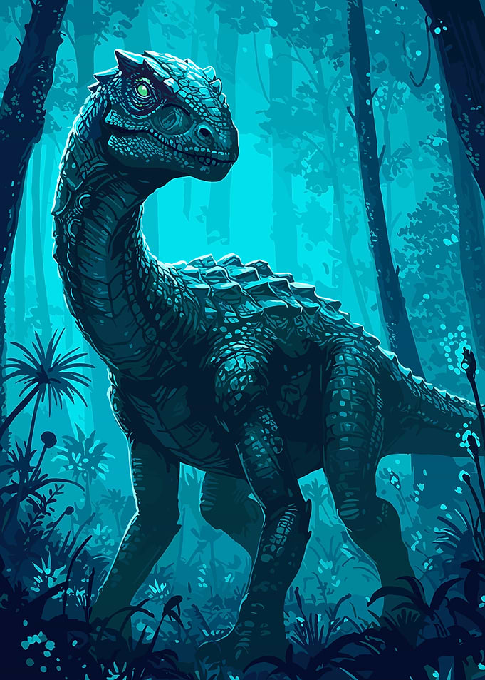 Dinosaur Alien in Blue Forest