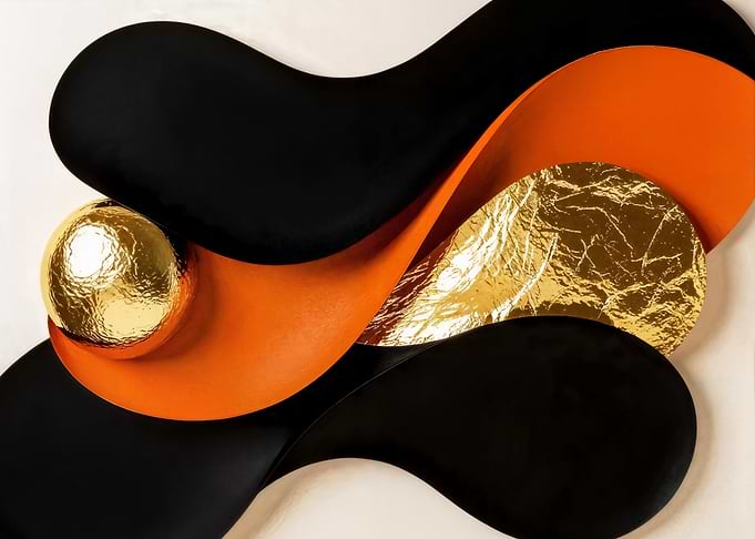 Abstract Black, Orange, and Gold Art