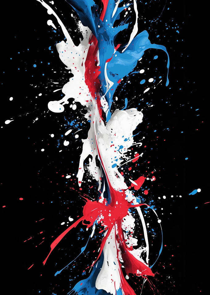 Red, White, and Blue Paint Splatter