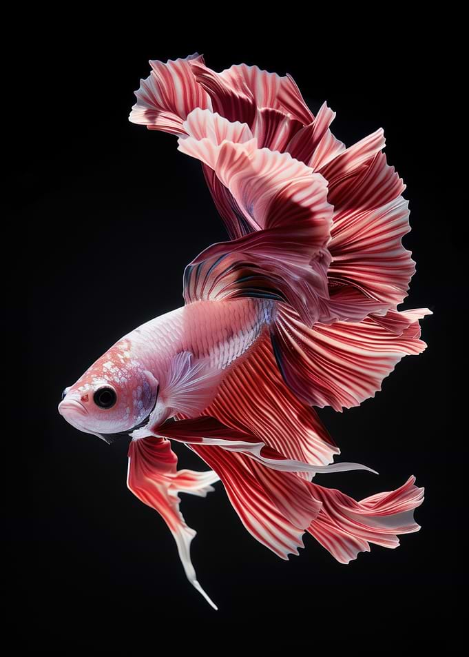 Pink Betta Flow | Graceful Fish Art Print in High-Detail Photography