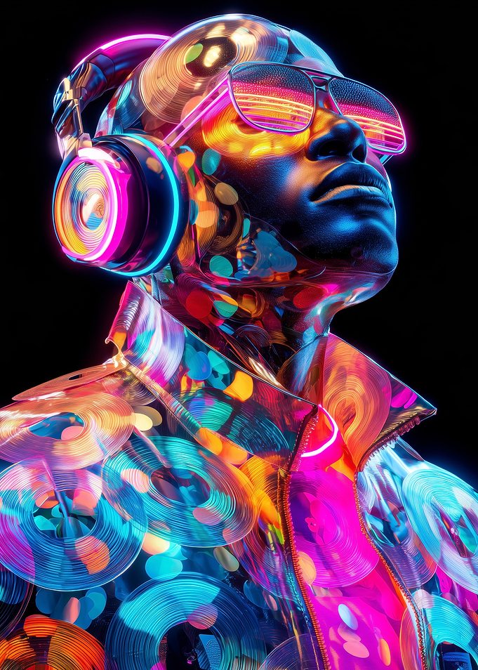 Neon Record Man