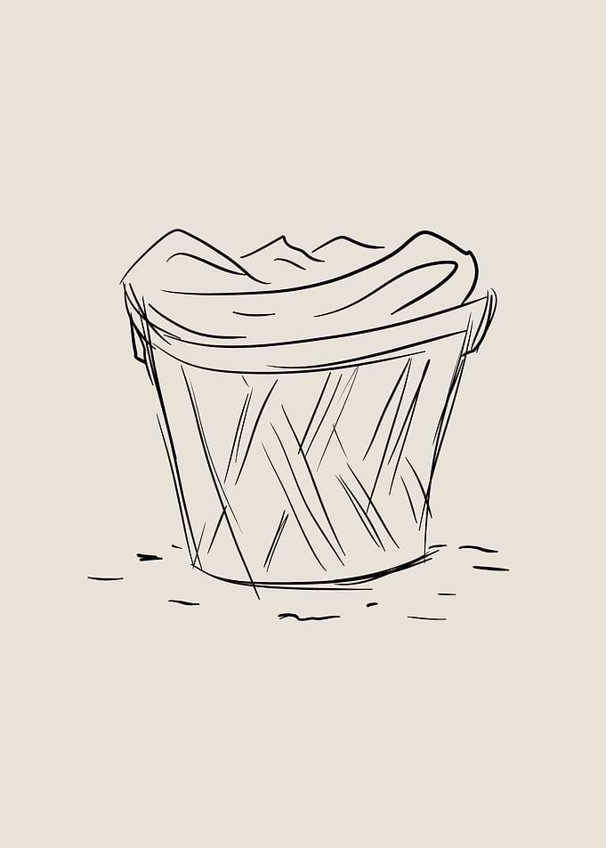 Laundry Basket Line Art