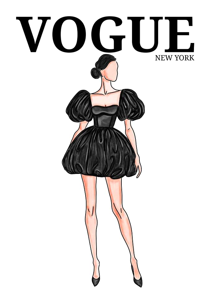 Vogue Cover Illustration - Black Dress