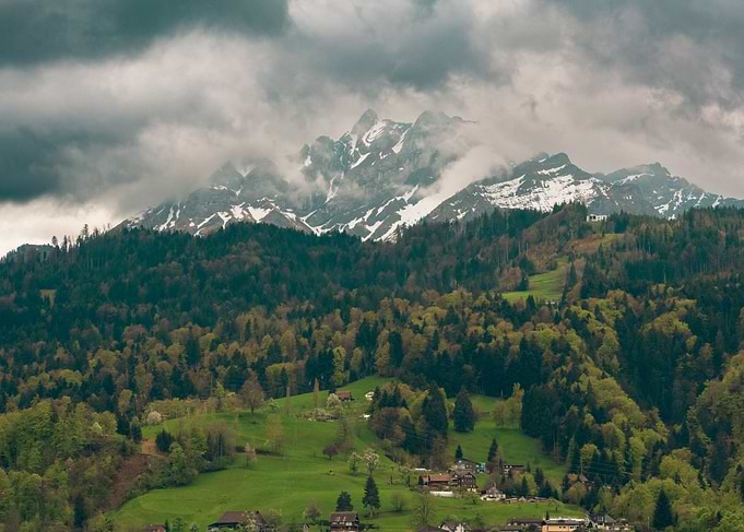 Moody Swiss Mountain in Kriens, Switzerland