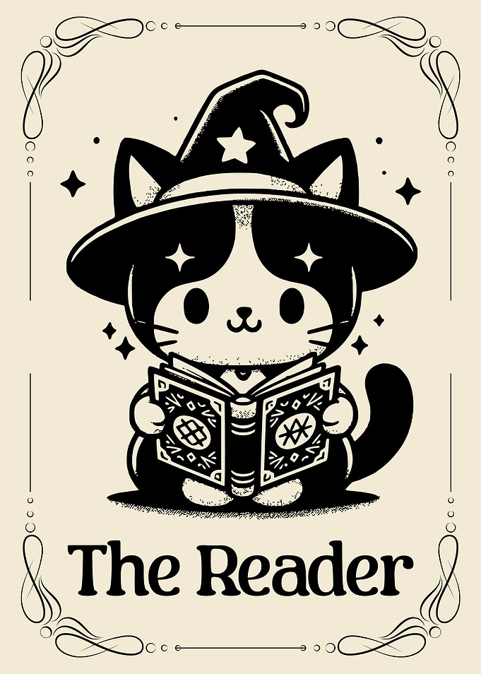 The Reader Funny Cat Tarot Card