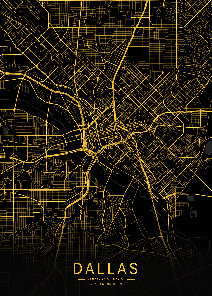 Golden Dallas City Map