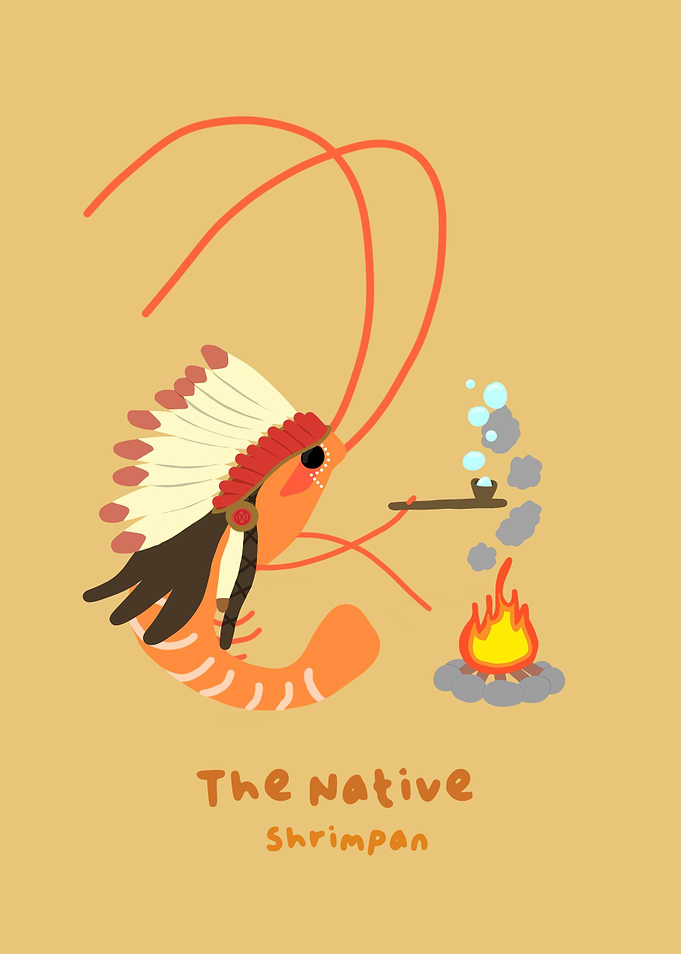 The Native Shrimpan Cartoon Illustration