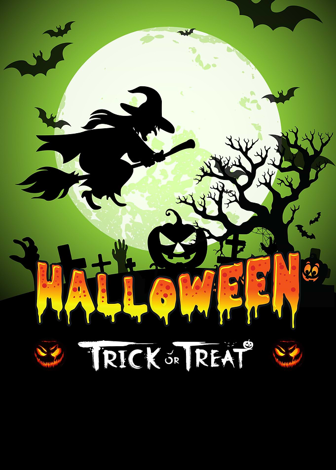Halloween Witch and Pumpkin Illustration