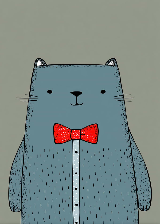 Cartoon Cat with Bow Tie