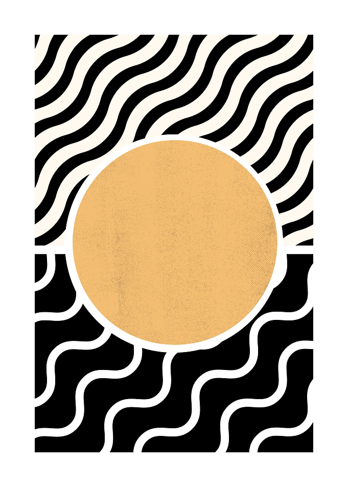 Abstract Geometric Art with Circle and Waves
