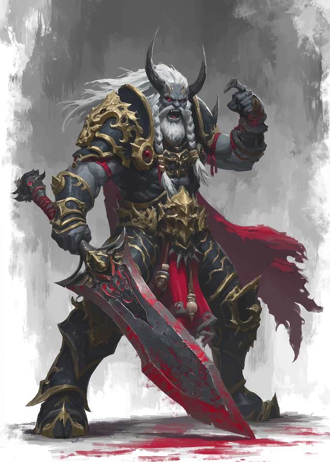 Horned Warrior with Bloody Sword