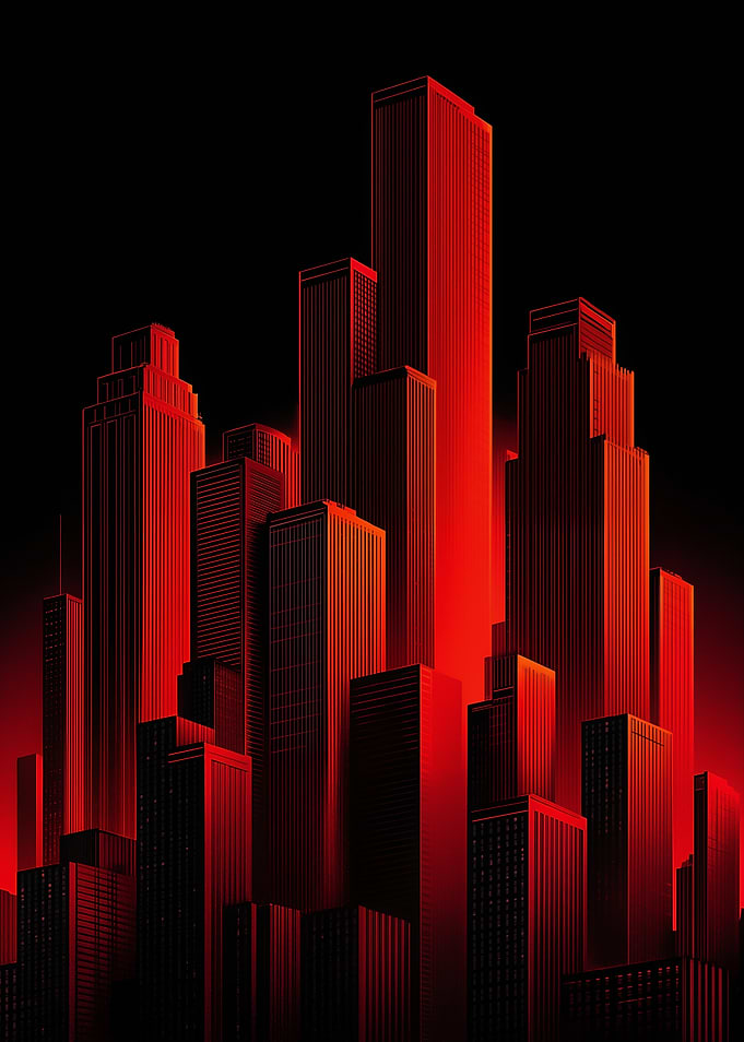Red and Black Cityscape