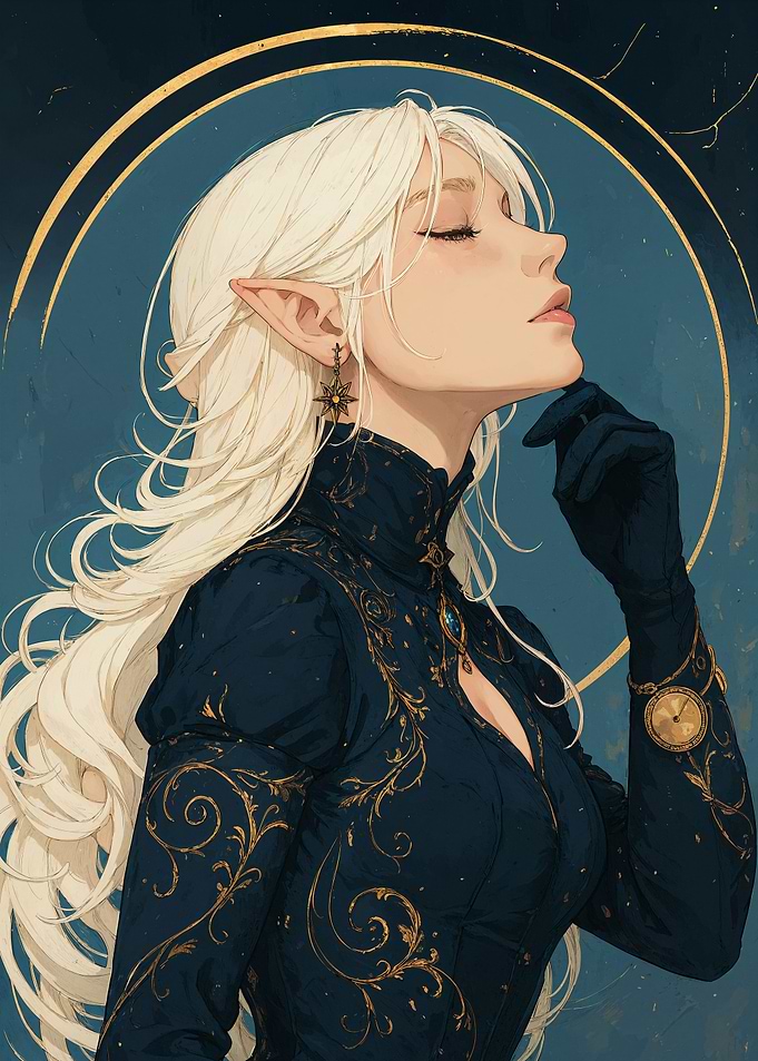 Elegant Elf Portrait with Golden Accents