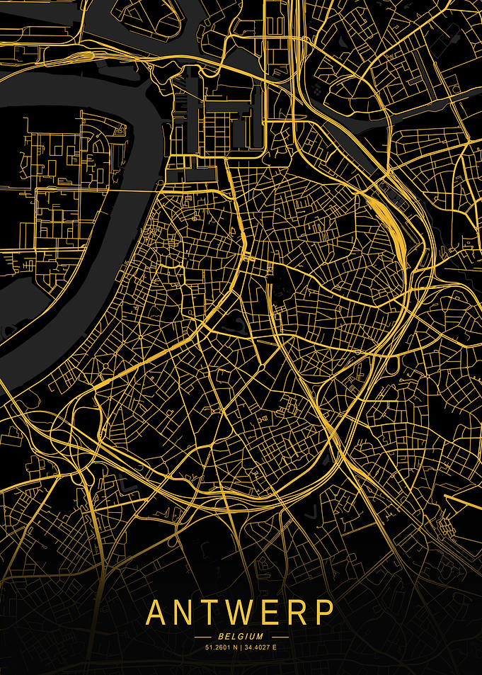 Golden Antwerp City Map