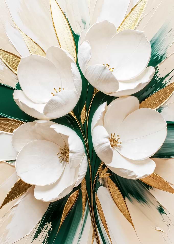 Elegant White Flowers with Gold Accents
