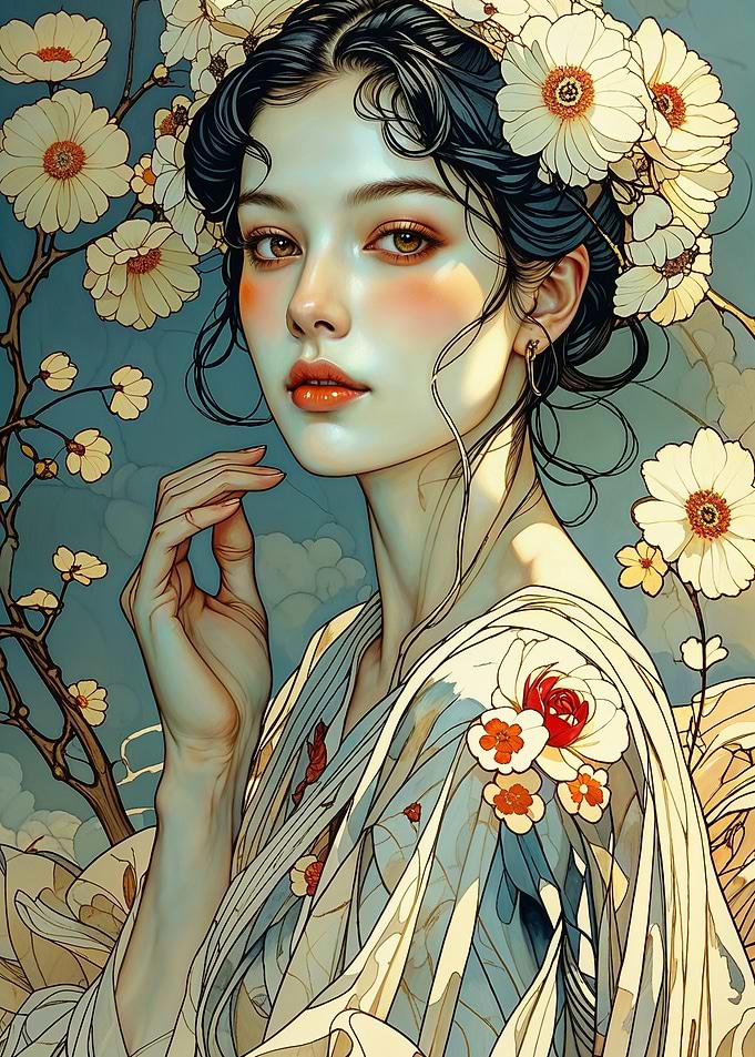 Anime Manga Style Woman in Kimono