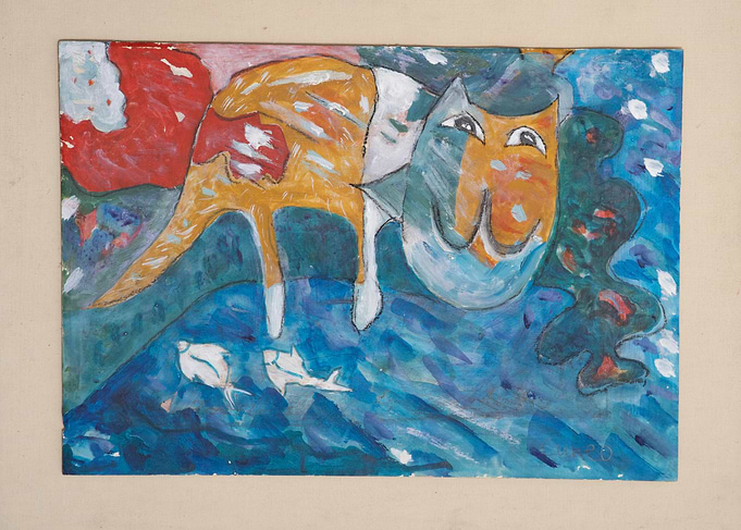 Abstract Cat Painting