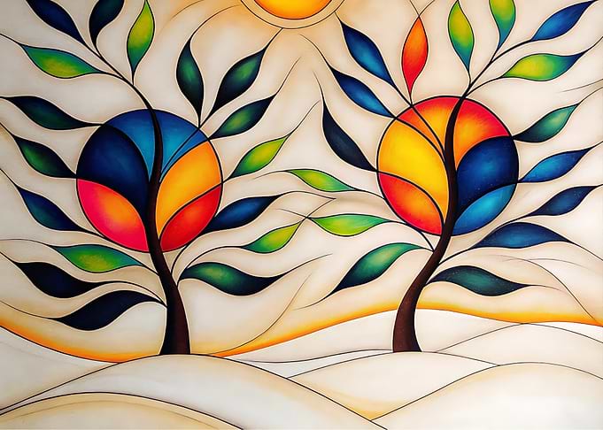Colorful Trees Abstract Painting