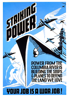 Striking Power War Propaganda Poster — retro advertising art on metal