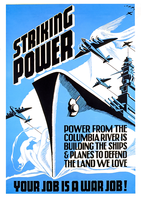 Striking Power War Propaganda Poster — retro advertising art on metal
