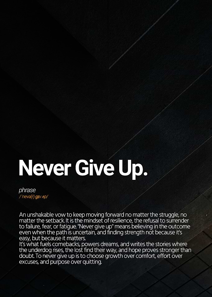 Never Give Up Inspirational Quote Poster