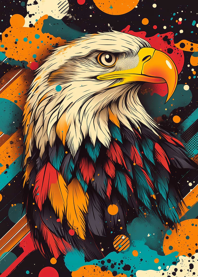 Colorful Eagle Portrait | Eagle Wall Art