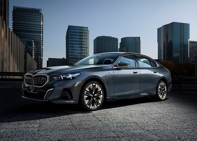 BMW i5 Electric Car in Cityscape