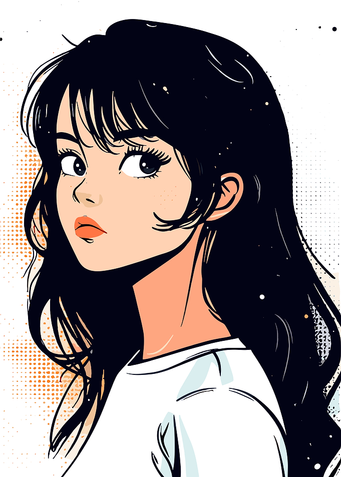 Anime Girl Portrait with Black Hair