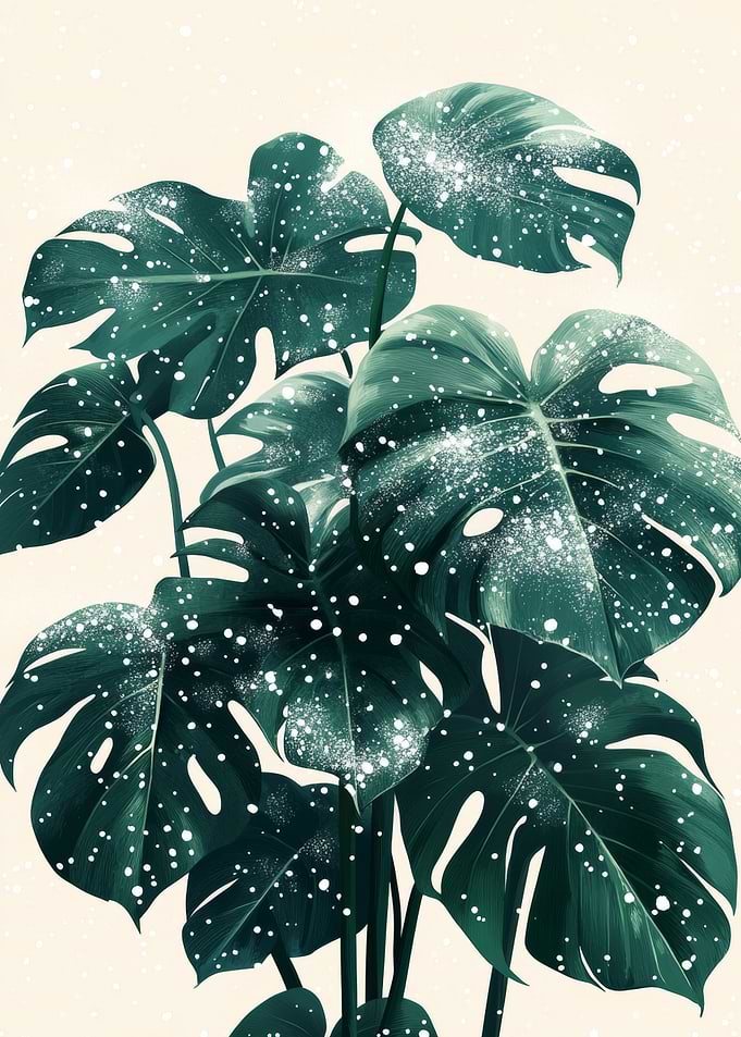 Monstera Plant | Dusty Green Monstera Poster | Vintage Botanical