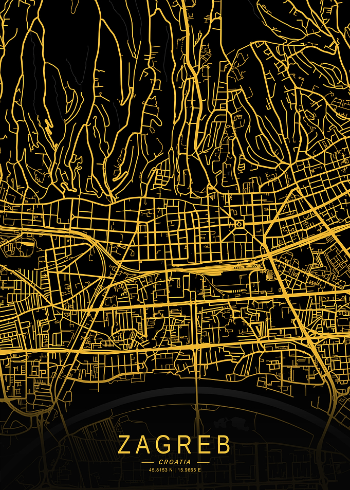 Golden Zagreb City Map