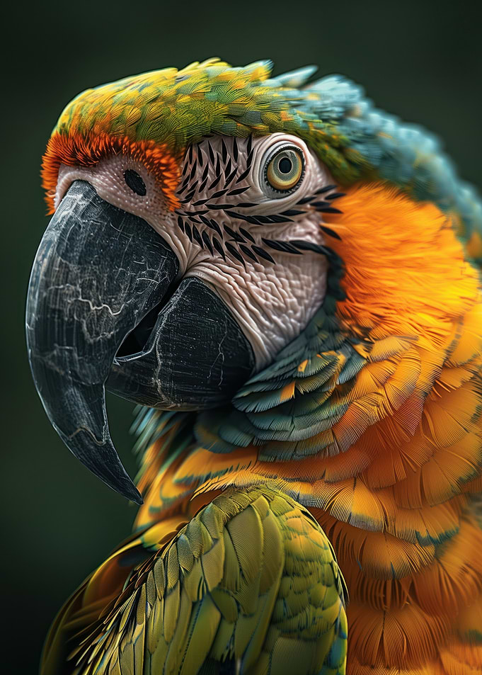 Close-up of a Colorful Macaw Parrot - Vibrant Macaw Parrot Close-Up Fine Art Photo