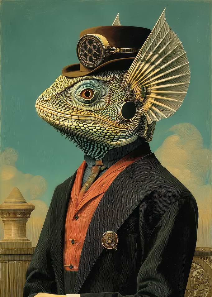 Steampunk Lizard Gentleman Portrait
