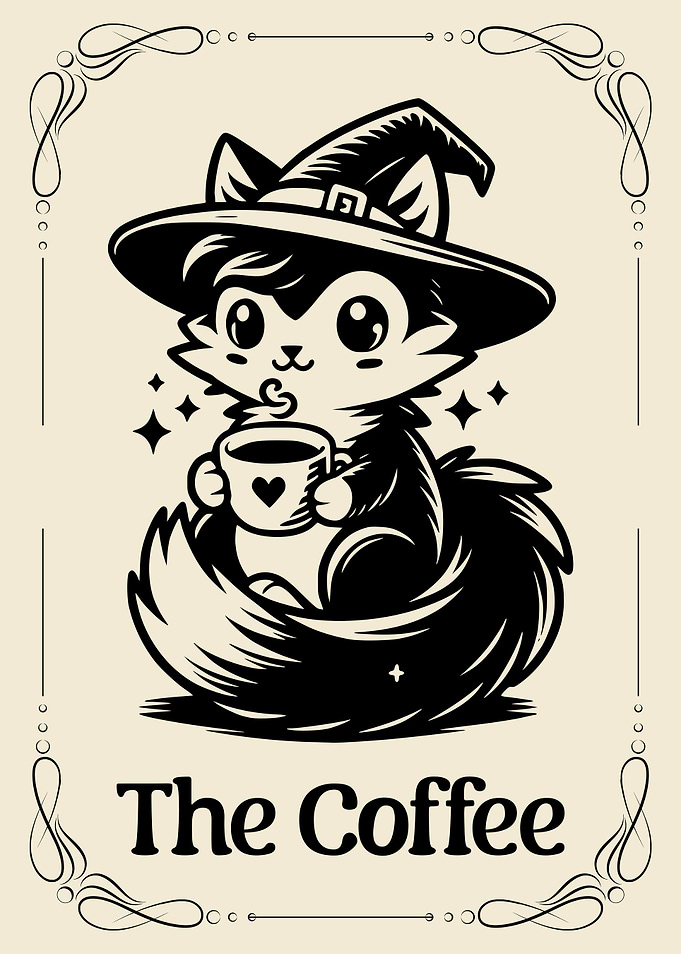 The Coffee Cute Cat Tarot Card