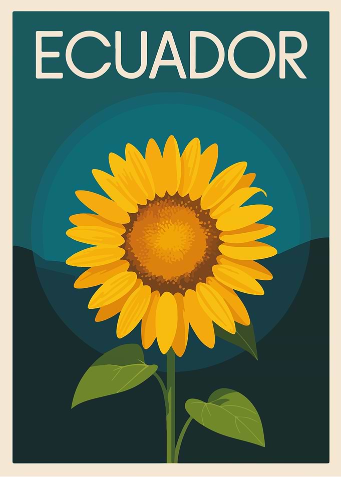 Ecuador Sunflower Travel Poster