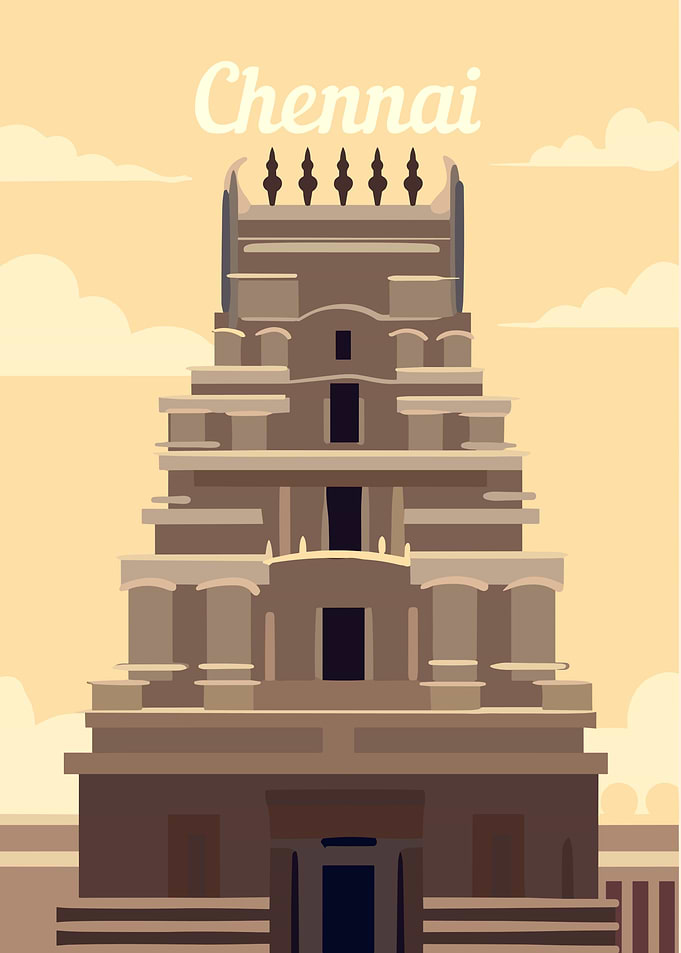 Chennai Temple Illustration