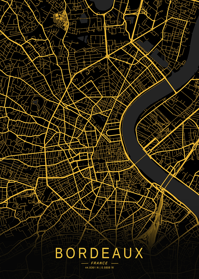 Golden Bordeaux City Map