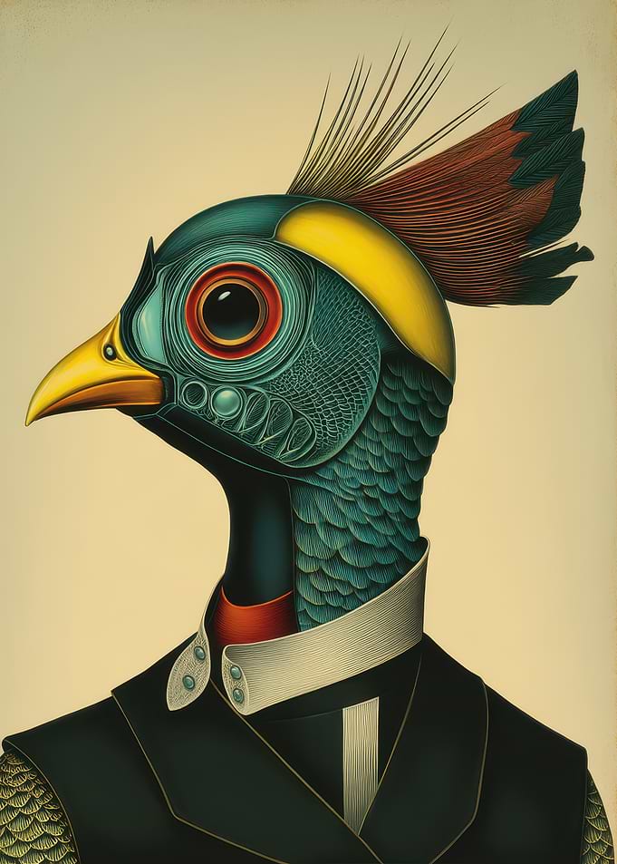 Elegant Bird in Suit Portrait