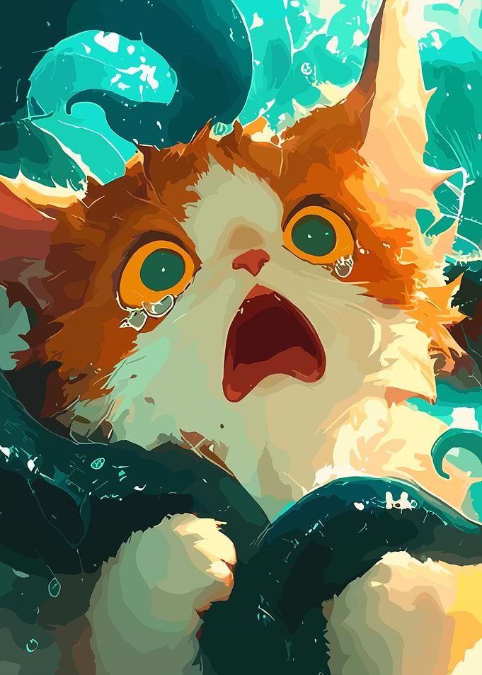 Cartoon Cat in Distress