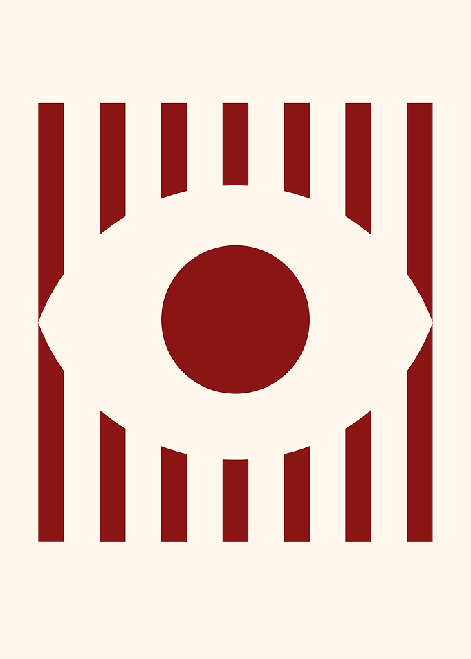 Minimalist Eye Design with Red Stripes