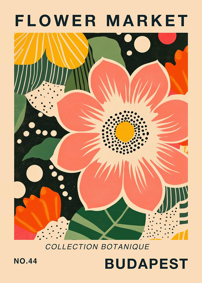 Budapest Flower Market Botanical Travel Poster