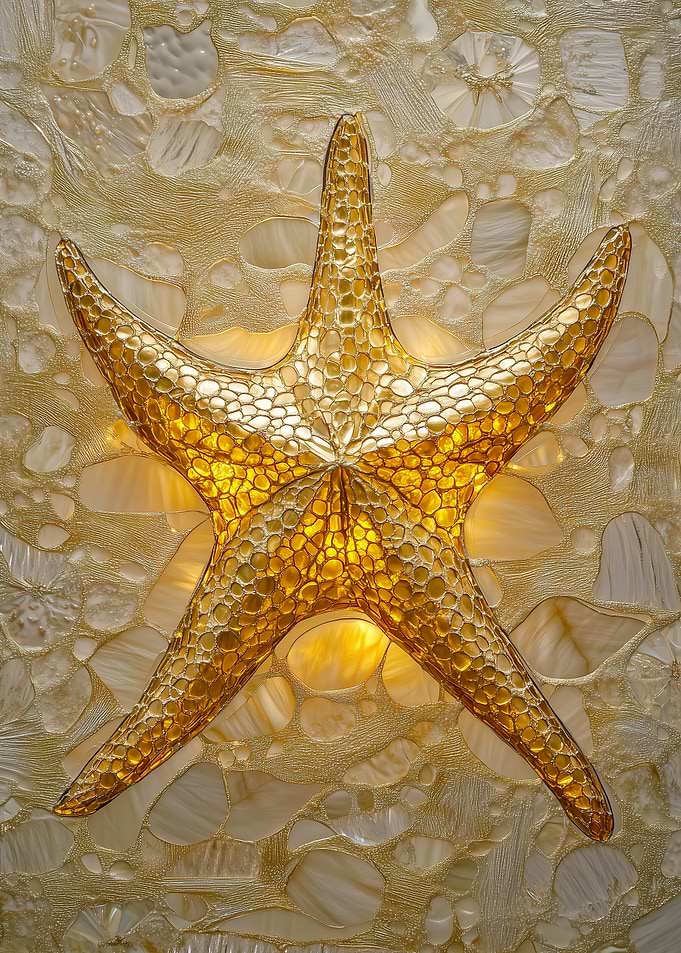 Golden Starfish on Textured Background