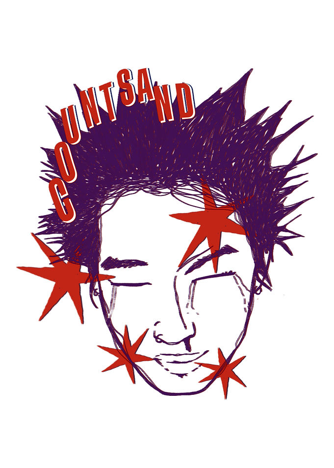 Stylized Portrait with Stars and Text