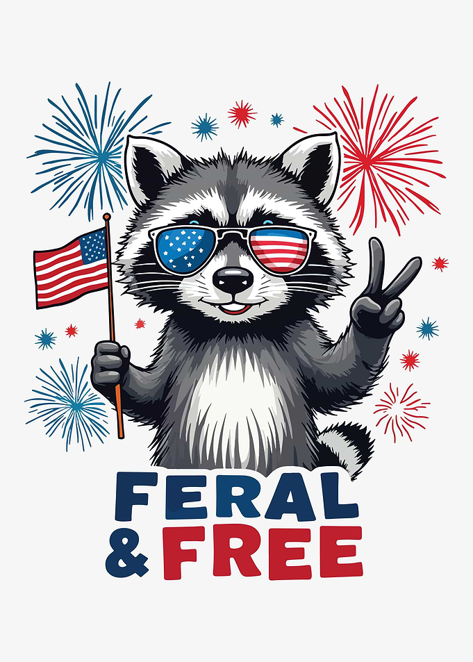 Patriotic Raccoon with American Flag