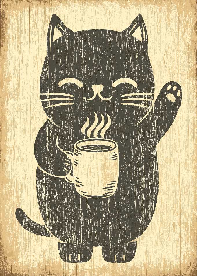 Cat with Coffee Cup Illustration